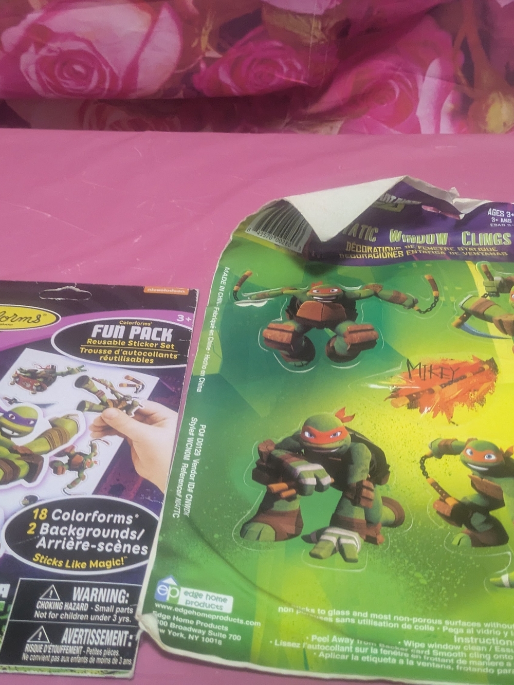 Vintage Teenage Mutant Ninja Turtles Reusable Window Clings Set - Green Activity